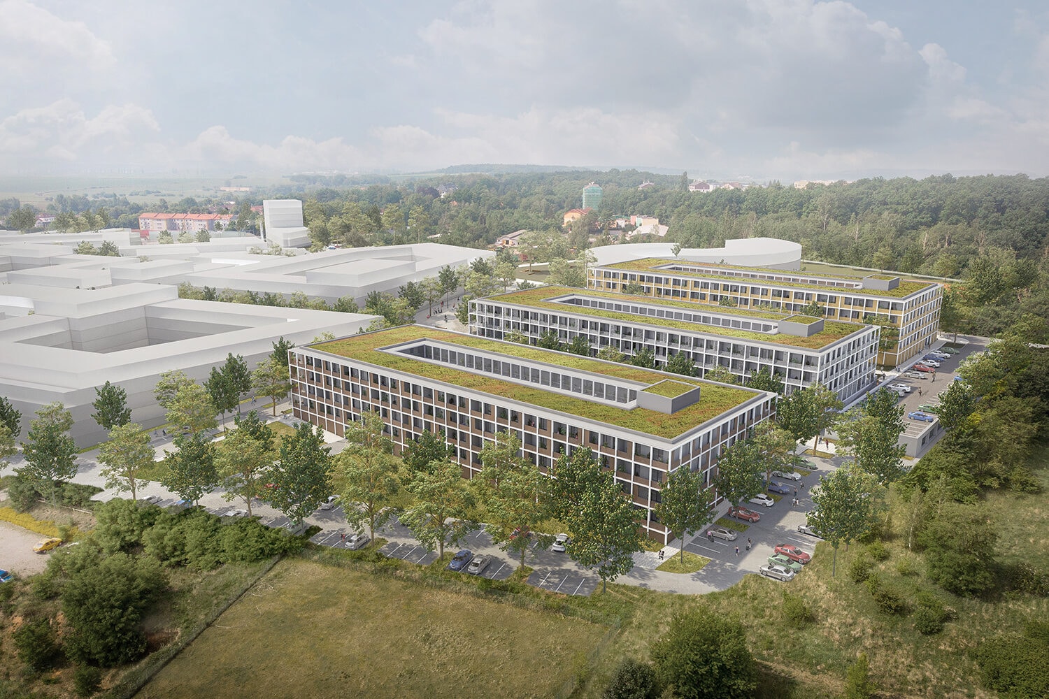 TŘI BYTOVÉ DOMY, MILOVICE — fotografie 1